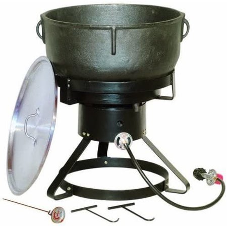 KING KOOKER Outdoor Cooker, 60K BTU, 10 Gallon Jambalaya Pot, Cast Iron 1740